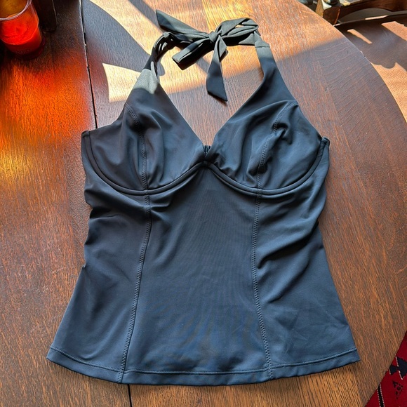 36D/DD Tall Sculpted Halter Swim Tankini in Black. Has underwire. NWOT - Picture 3 of 10